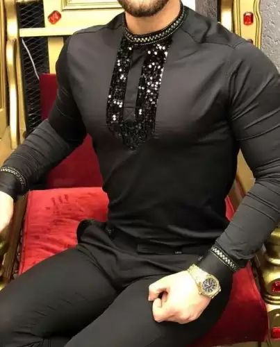 Camasa barbati neagra slim fit pentru evenimente B6129 O4-2.1