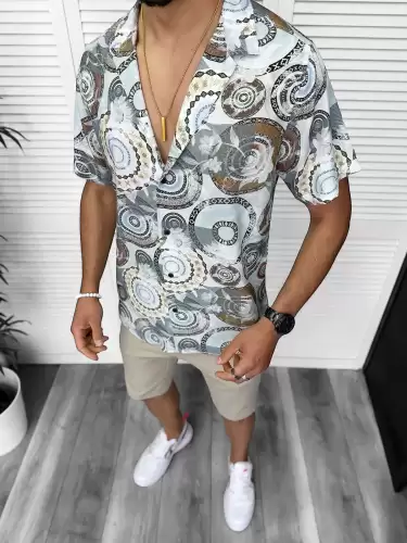 Camasa barbati PREMIUM maneca scusta cu imprimeu 13174 D6-3.4