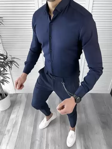 Camasa barbati slim fit bleumarin 10120