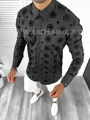 Camasa barbati slim fit neagra B8819 3-5.3