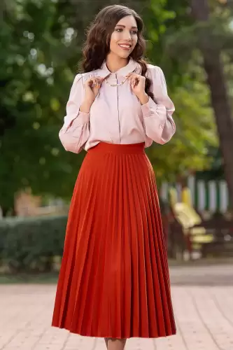 Camasa dama office rose cu colier auriu din perle