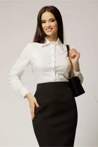 Camasa DY Fashion alba cambrata din poplin cu croi cambrat
