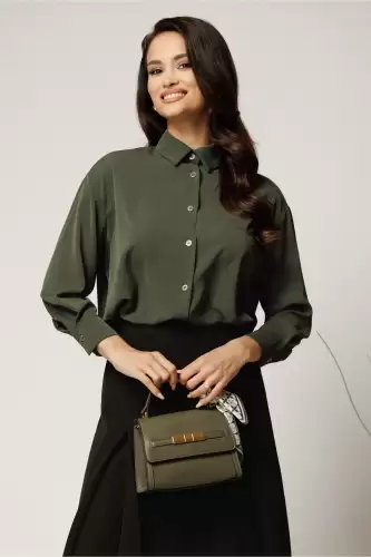 Camasa kaki din voal satinat