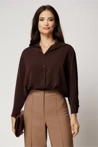 Camasa maro din voal satinat