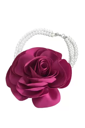 Colier cu fucsia la baza gatului cu floare 3D