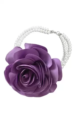 Colier cu lila la baza gatului cu floare 3D