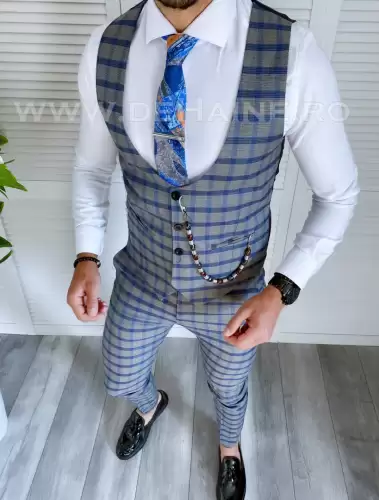 Compleu barbati in carouri Vesta + Pantaloni A3943 O3-4.2