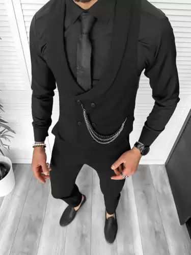 Compleu barbati negru   Vesta + Pantaloni 11844  P18-5.2