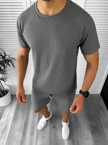 Compleu barbati tricou+pantaloni gri inchis 12614 P19-3.3