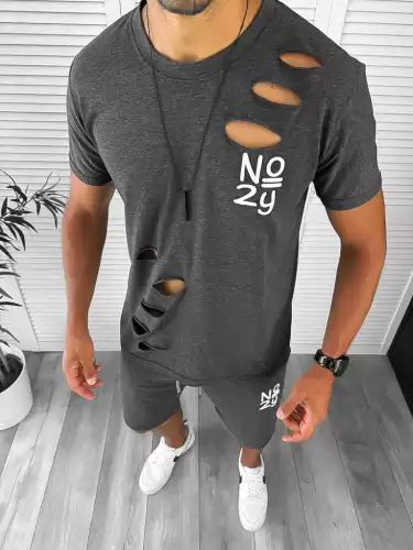 Compleu barbati tricou+pantaloni gri inchis 12781 41-4