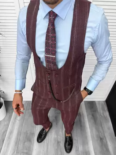 Compleu barbati  Vesta + Pantaloni grena B5517  P18-3.1 *