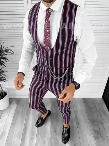 Compleu barbati Vesta + Pantaloni grena B7922 Z1