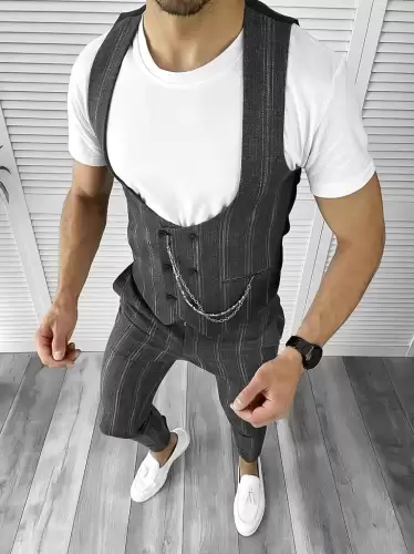 Compleu barbati  Vesta + Pantaloni gri inchis 11614 V2
