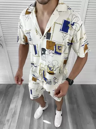 Compleu de vara camasa imprimeu + pantaloni 12058 O2-3.2