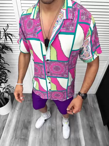 Compleu de vara camasa imprimeu  + pantaloni 13052