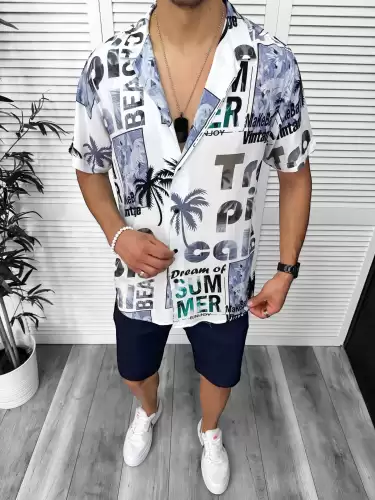 Compleu de vara camasa imprimeu  + pantaloni 13068