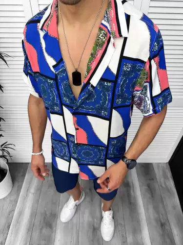 Compleu de vara camasa imprimeu + pantaloni 13075