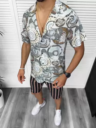 Compleu de vara camasa imprimeu  + pantaloni 13225