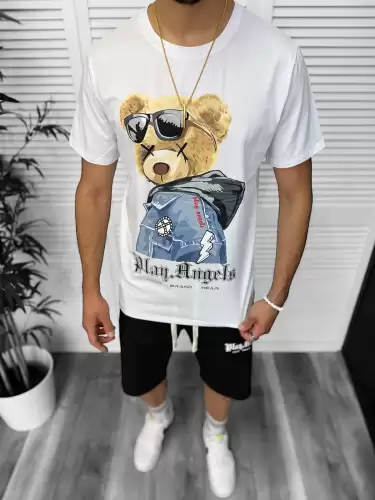 Compleu de vara tricou + pantaloni  alb  TS958 D6-1.3