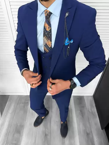 Costum barbati slim fit  bleumarin  3 piese  11837 33-5
