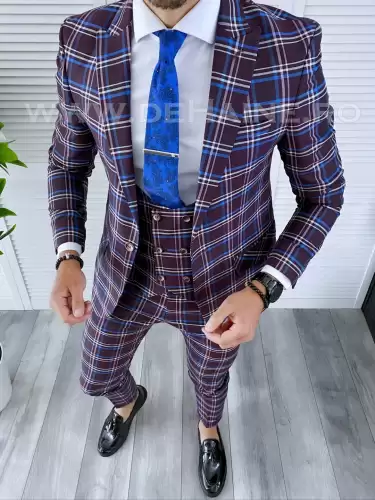 Costum barbati slim fit (PANTALONI + VESTA)  4224 N7-4.3