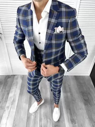 Costum barbati slim fit (PANTALONI + Vesta) 42261  O3-4.3