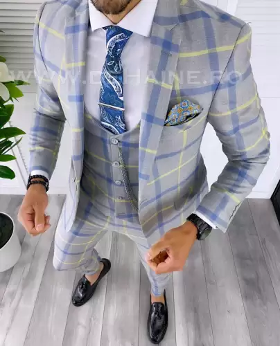 Costum barbati slim fit (PANTALONI + VESTA)  5379 N7-4.2