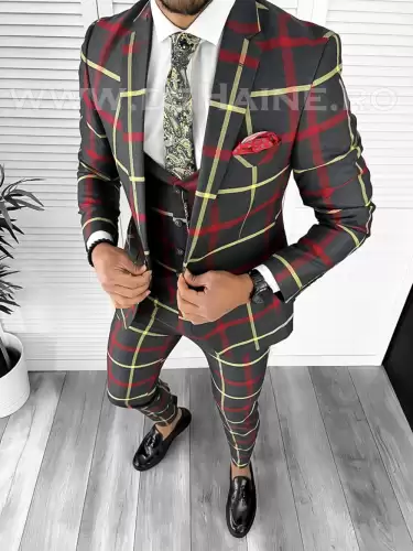 Costum barbati slim fit Sacou + Pantaloni 7917 P20-4.3