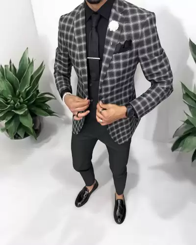 Costum barbati  slim fit sacou + pantaloni + vesta 5000 19-5