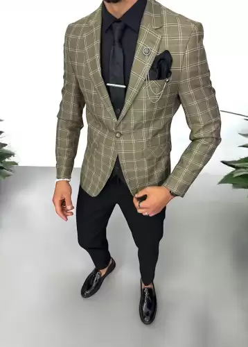 Costum barbati  slim fit sacou  pantaloni  vesta  cravata  batista  13196