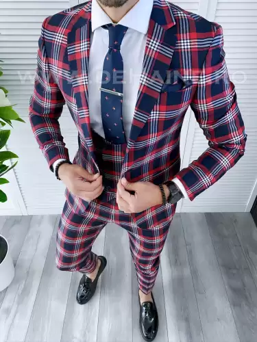 Costum barbati slim fit (SACOU + Vesta)  4227  N8-3.1