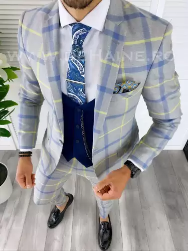 Costum barbati slim fit (SACOU+ VESTA)  bleumarin 5385