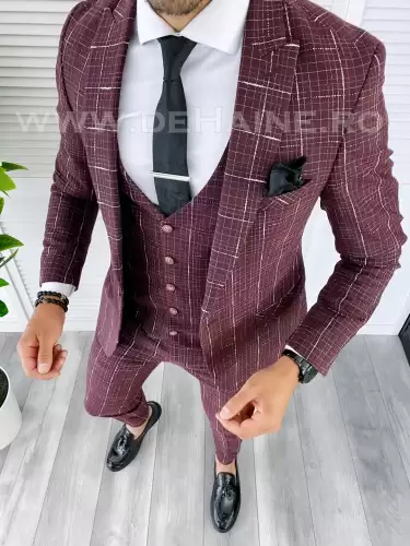 COSTUM BARBATI SLIM FIT (SACOU+ VESTA) GRENA B5361 40-4.1