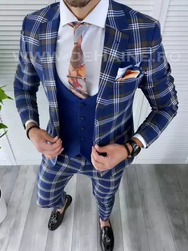 Costum barbati slim fit + Vesta B4219 D3-2.2