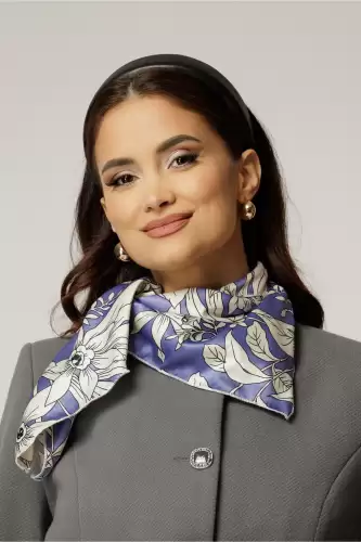 Esarfa lila cu imprimeu ivoar