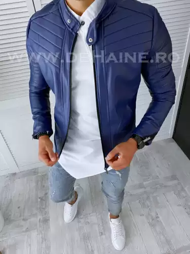 Geaca barbati bleumarin  piele ecologica b2803 75