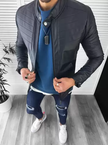 Geaca barbati bleumarin piele ecologica B2805  75