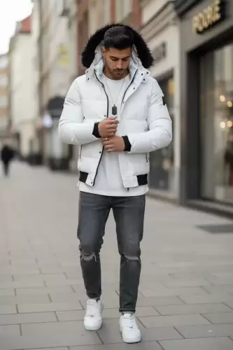 Geaca barbati de iarna alba cu defect A98 D0-4