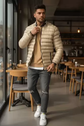 Geaca barbati de iarna bej 13412