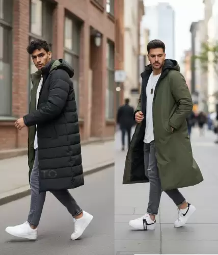 Geaca barbati de iarna kaki 2 fete  lunga  imprimeu spate "TO THE LIMIT" 2588