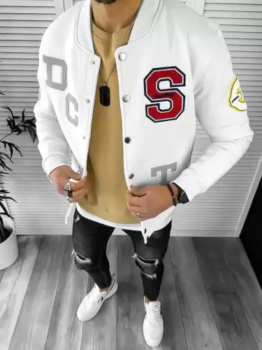 Geaca barbati de toamna cu imprimeu  alba K176 N7-4.1