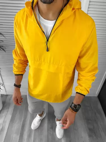 Geaca barbati de toamna din fas subtire mustar B3344