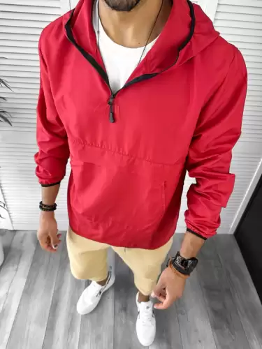 Geaca barbati de toamna din fas subtire rosie B3344