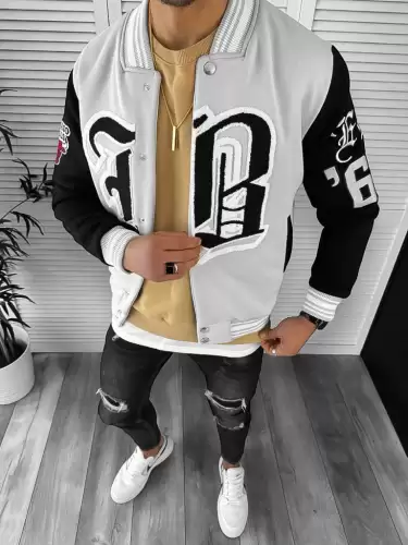 Geaca barbati gri de toamna cu imprimeu K162 D3-2.3