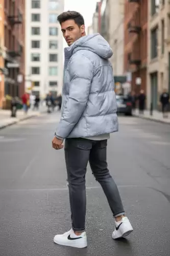 Geaca barbati groasa de iarna  gri 2602