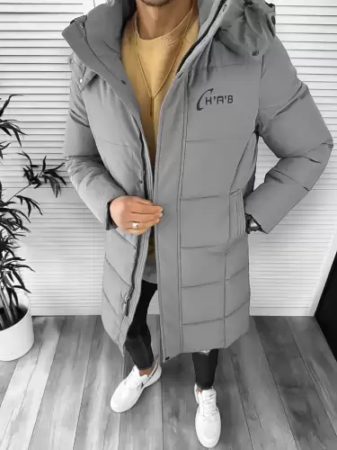 Geaca barbati groasa de iarna  gri A07 T57-4