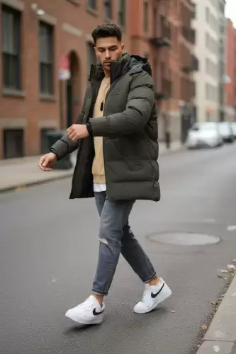 Geaca barbati groasa de iarna  kaki 2208