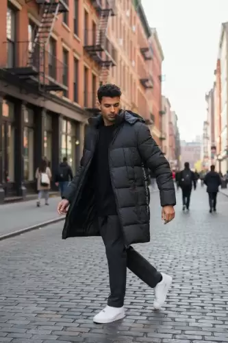 Geaca barbati groasa de iarna  neagra 3407