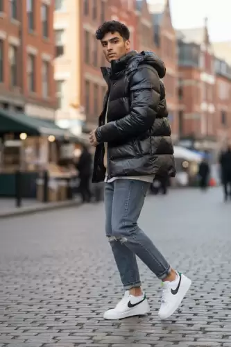 Geaca barbati groasa de iarna  neagra A18 T11-4