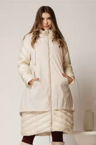 Geaca dama ivoar croi lejer cu fermoar metalic auriu